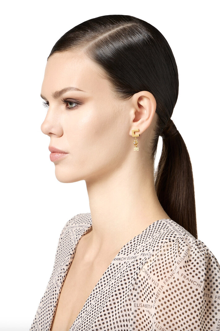 ELISABETTA FRANCHI Elisabetta Franchi earrings with rose and logo GOLD