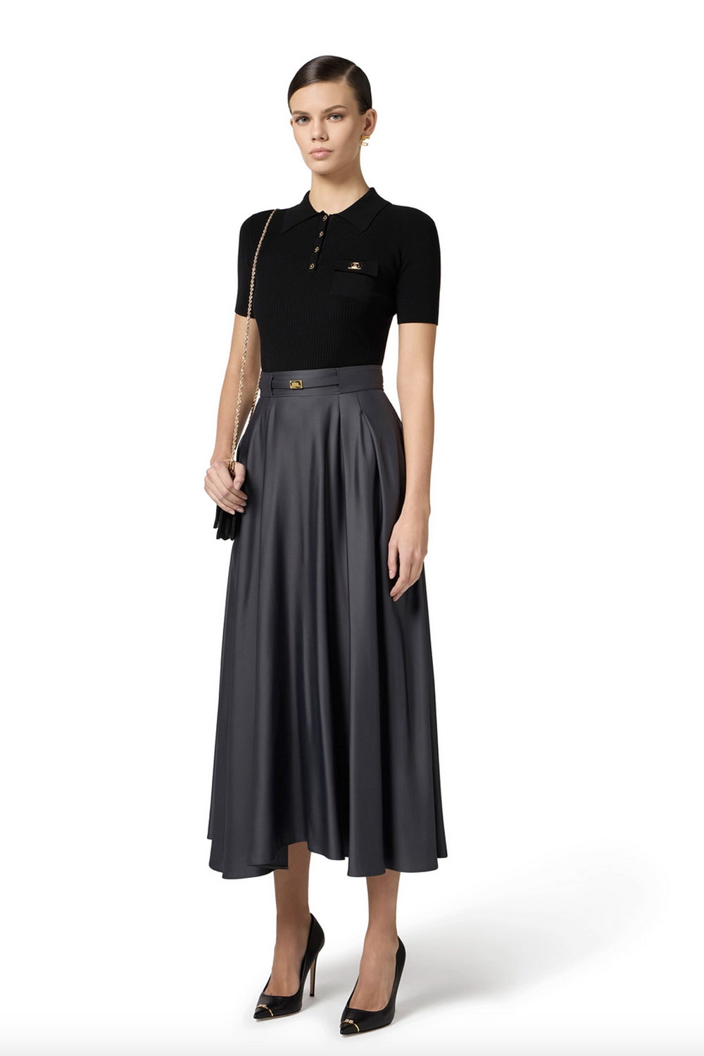 ELISABETTA FRANCHI Elisabetta Franchi polo with pocket BLACK