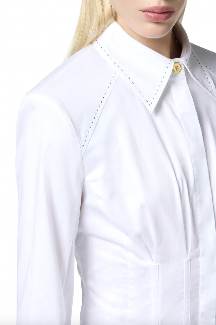 ELISABETTA FRANCHI Elisabetta Franchi satijnen blouse met stiksel WIT