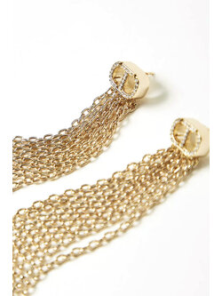 TWINSET Twinset earrings with fringes and oval T GOLD