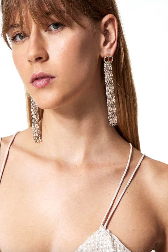 TWINSET Twinset oorbellen met franjes en ovale T GOUD