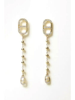 TWINSET Twinset Pendant earrings with rhinestones and oval T GOLD