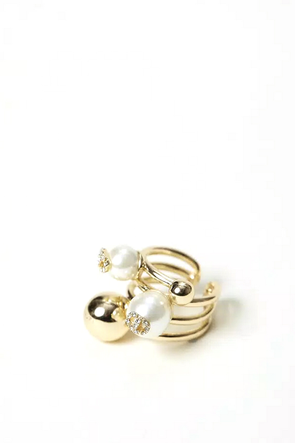 TWINSET Twinset ring met parels en ovale T GOUD
