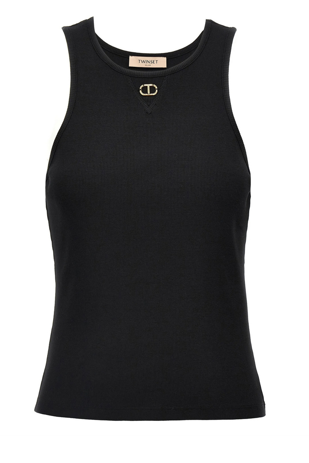 TWINSET Twinset tank top met gouden logo ZWART