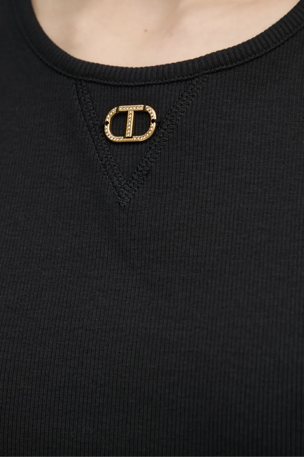 TWINSET Twinset tank top met gouden logo ZWART