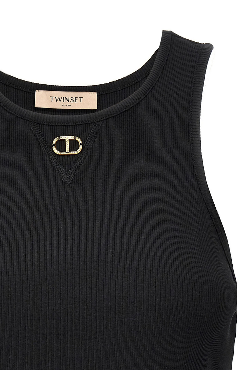 TWINSET Twinset tank top met gouden logo ZWART