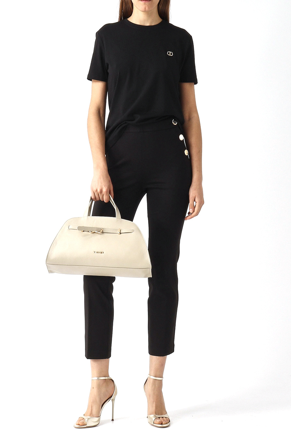 TWINSET Twinset pantalon met gouden knopen ZWART