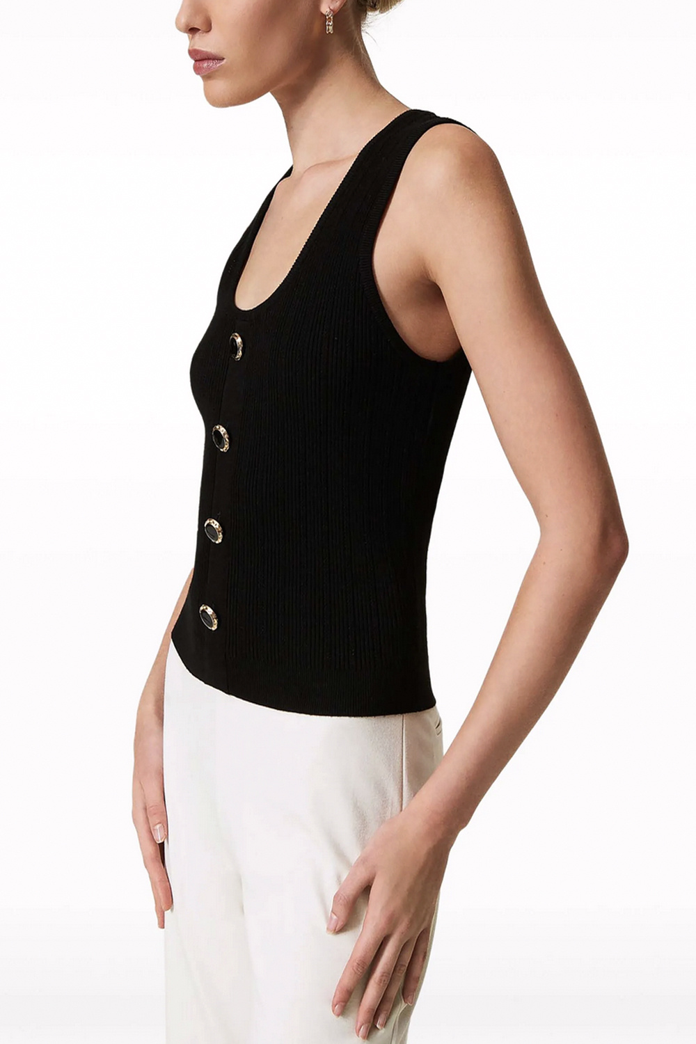 TWINSET Twinset knitted top met zwart gouden knopen ZWART