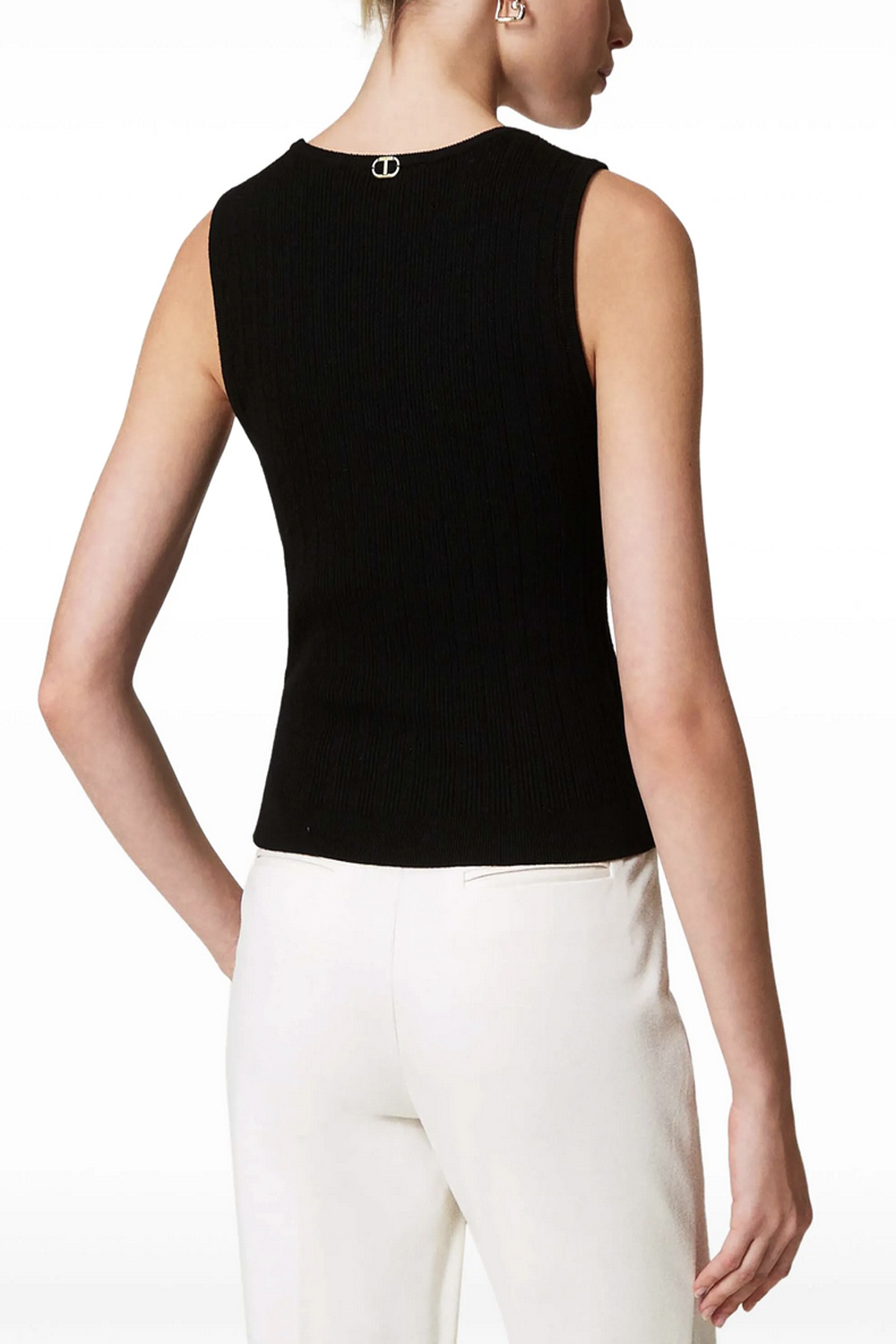 TWINSET Twinset knitted top met zwart gouden knopen ZWART