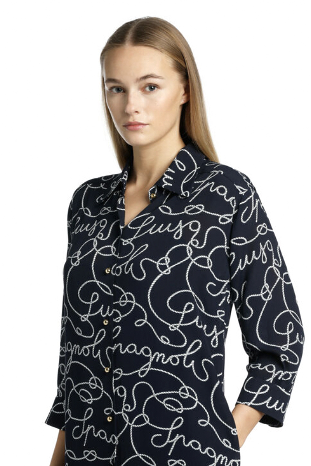 LUISA SPAGNOLI Luisa Spagnoli Portavoce dress with rope print Navy BLUE