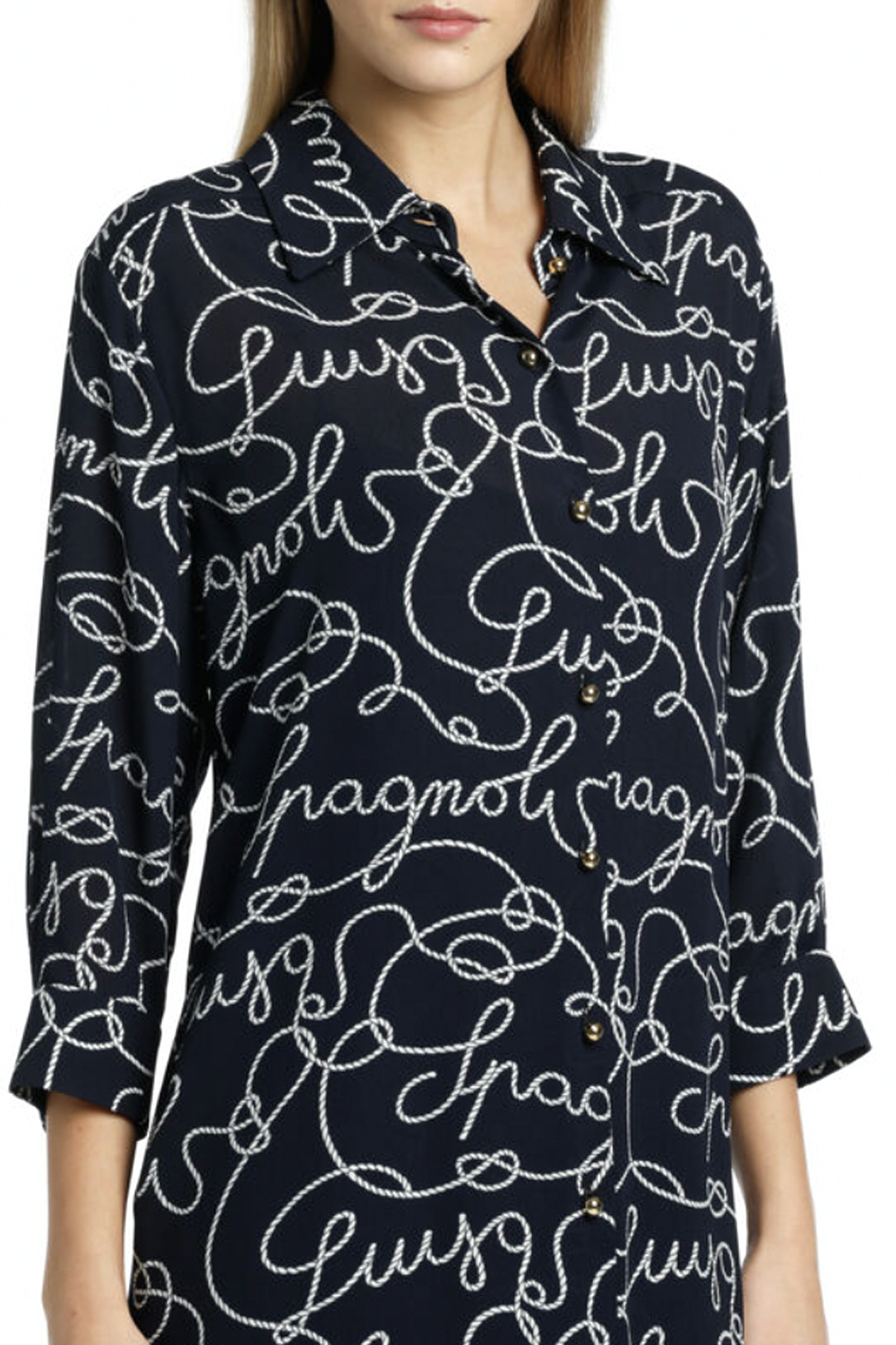 LUISA SPAGNOLI Luisa Spagnoli Portavoce dress with rope print Navy BLUE