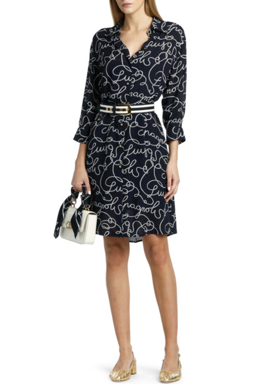 LUISA SPAGNOLI Luisa Spagnoli Portavoce dress with rope print Navy BLUE