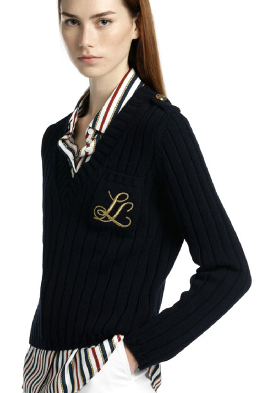 LUISA SPAGNOLI Luisa Spagnoli Carnagione trui met V hals Navy BLAUW