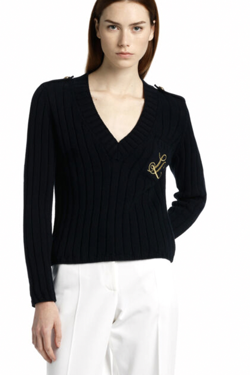 LUISA SPAGNOLI Luisa Spagnoli Carnagione trui met V hals Navy BLAUW