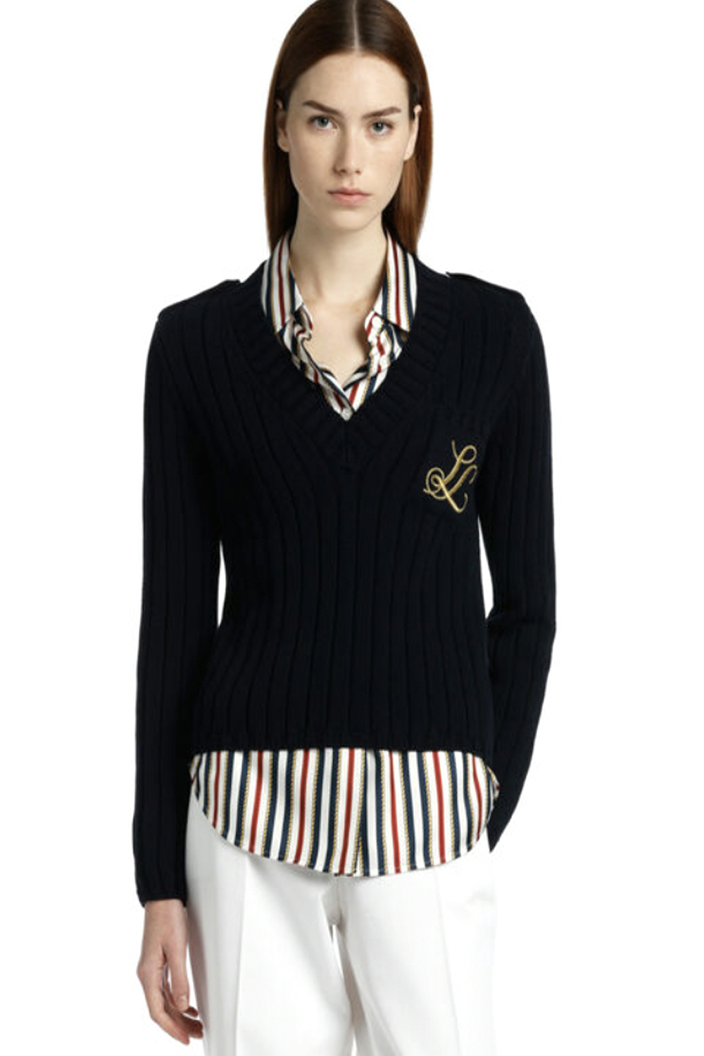 LUISA SPAGNOLI Luisa Spagnoli Carnagione trui met V hals Navy BLAUW