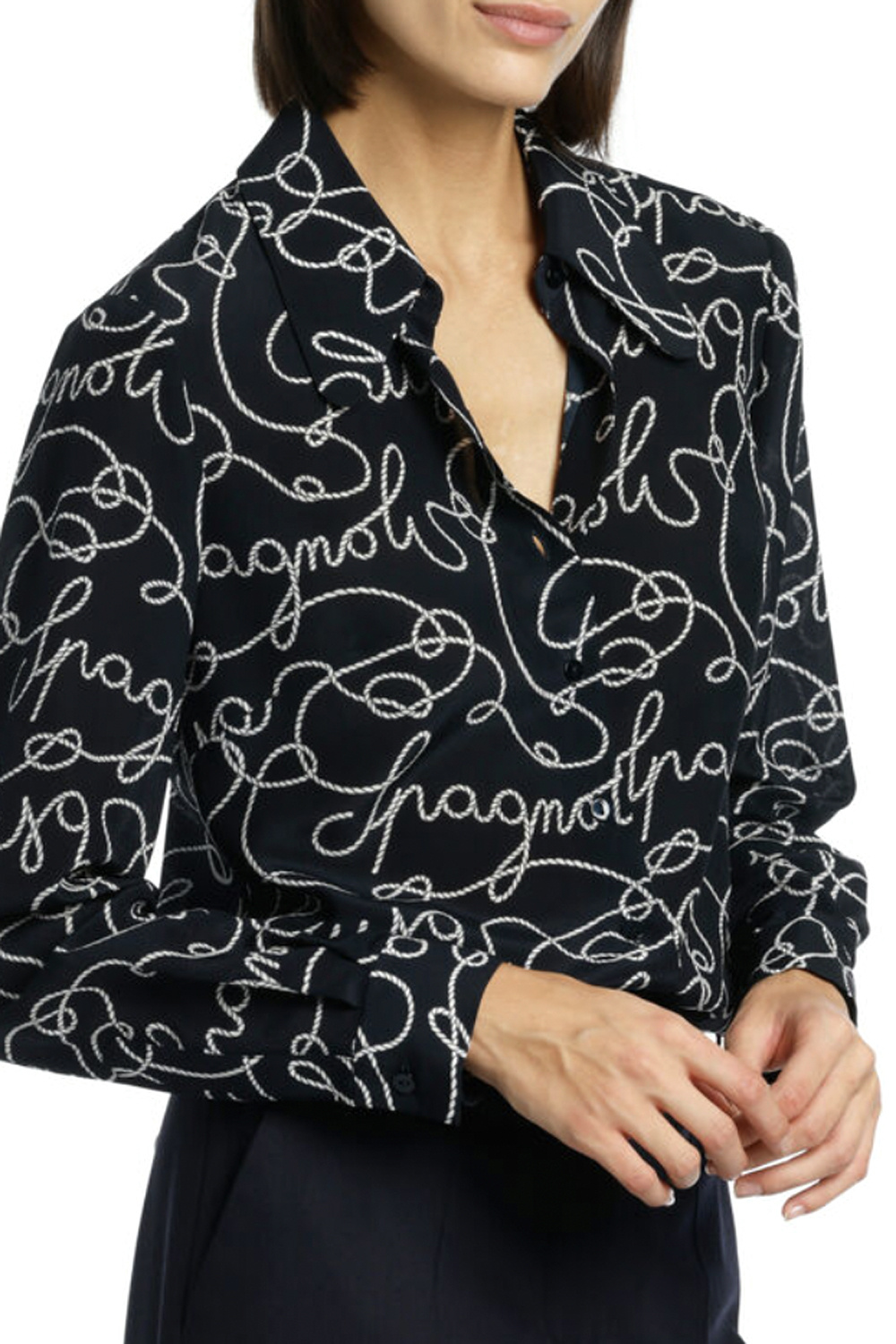 LUISA SPAGNOLI Luisa Spagnoli Balestra blouse with rope print Navy BLUE