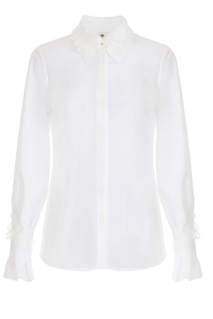 ELISABETTA FRANCHI Elisabetta Franchi blouse with floral collar and wrist cream WHITE