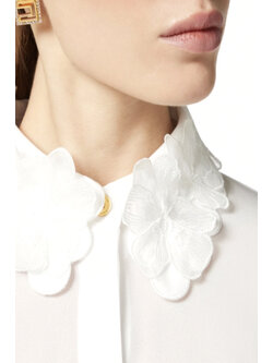 ELISABETTA FRANCHI Elisabetta Franchi blouse with floral collar and wrist cream WHITE