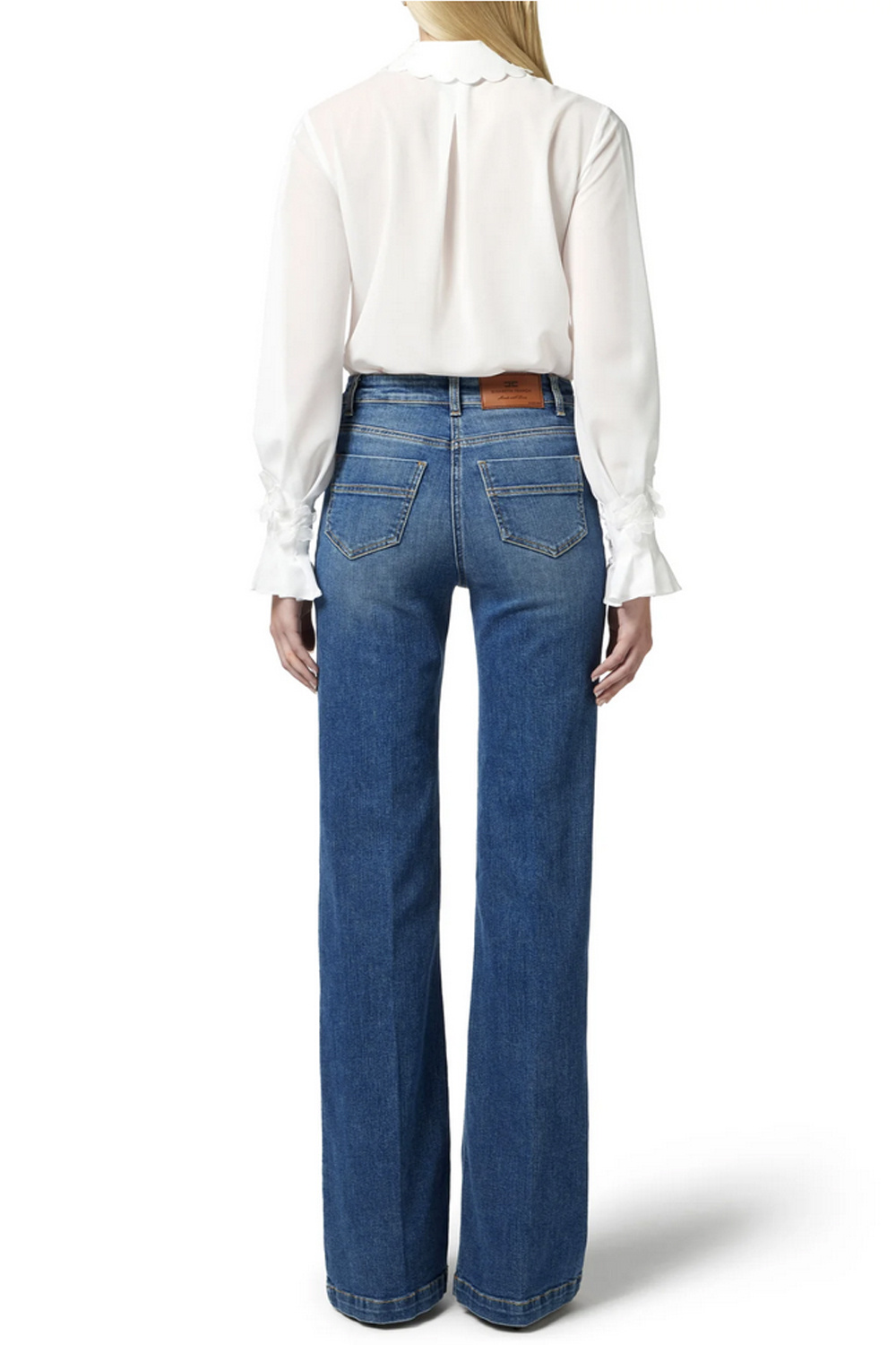 ELISABETTA FRANCHI Elisabetta Franchi blouse met bloemen in kraag en pols room WIT