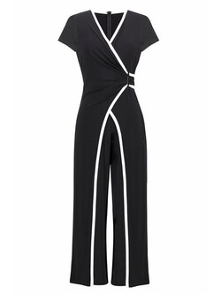 JOSEPH RIBKOFF Joseph Ribkoff jumpsuit met witte bies ZWART