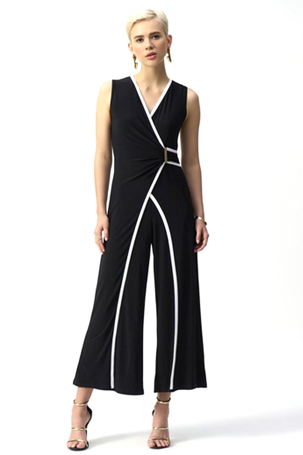 JOSEPH RIBKOFF Joseph Ribkoff jumpsuit met witte bies ZWART