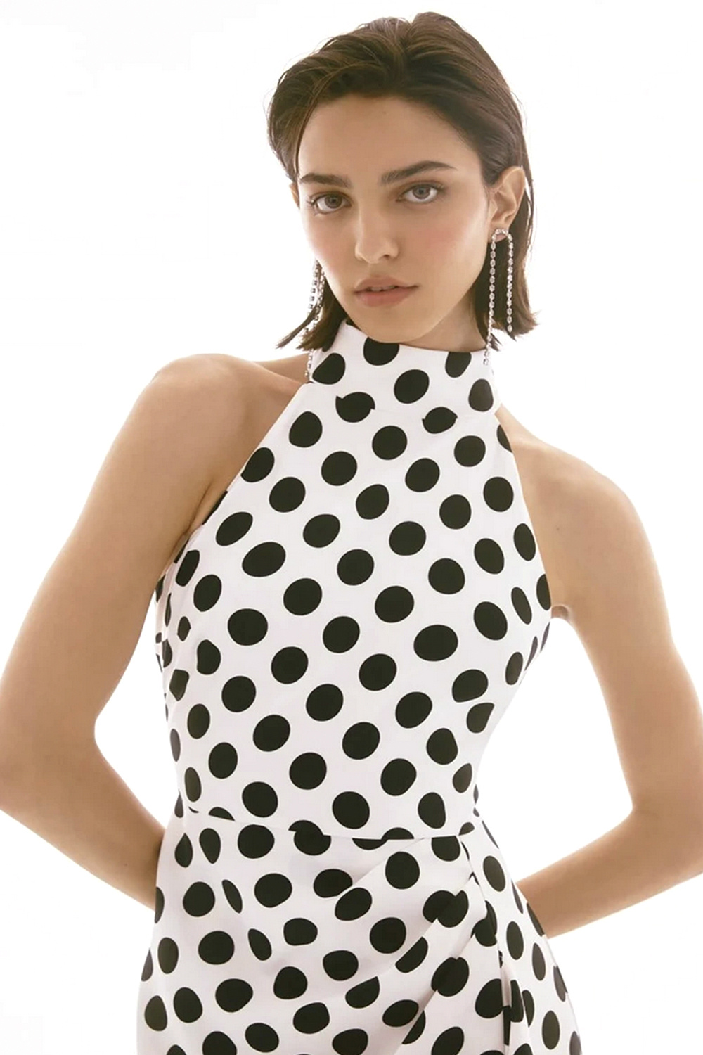 JOSEPH RIBKOFF Joseph Ribkoff jurk met stipjes / polka dots, stippen zwart met WIT