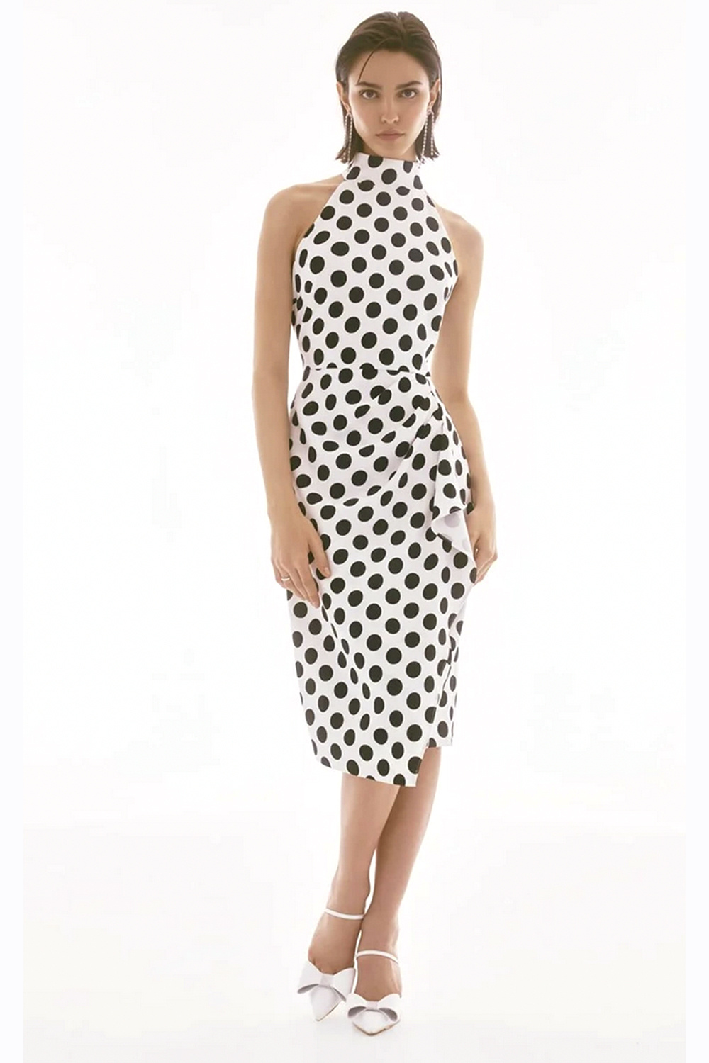 JOSEPH RIBKOFF Joseph Ribkoff jurk met stipjes / polka dots, stippen zwart met WIT