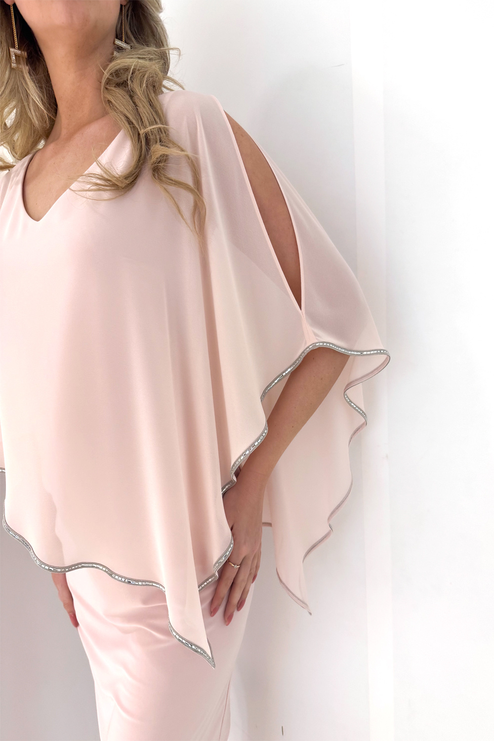 JOSEPH RIBKOFF Joseph Ribkoff jurk met glitter rand poeder ROZE