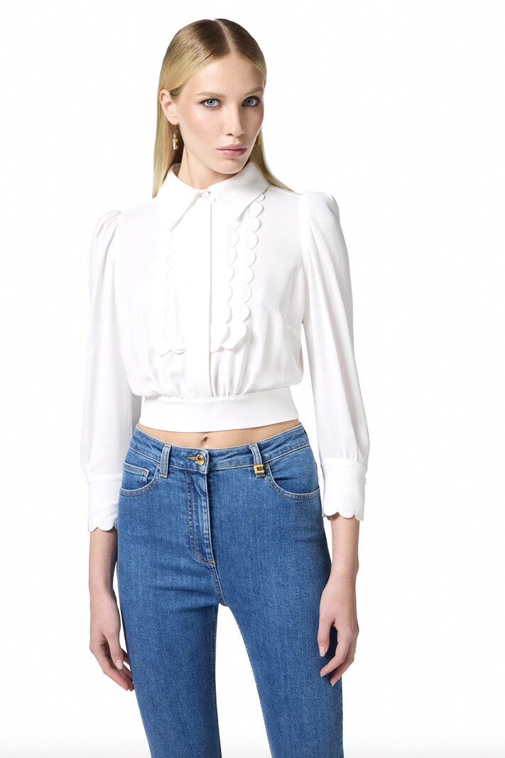 ELISABETTA FRANCHI Elisabetta Franchi blouse with open back + bow WHITE
