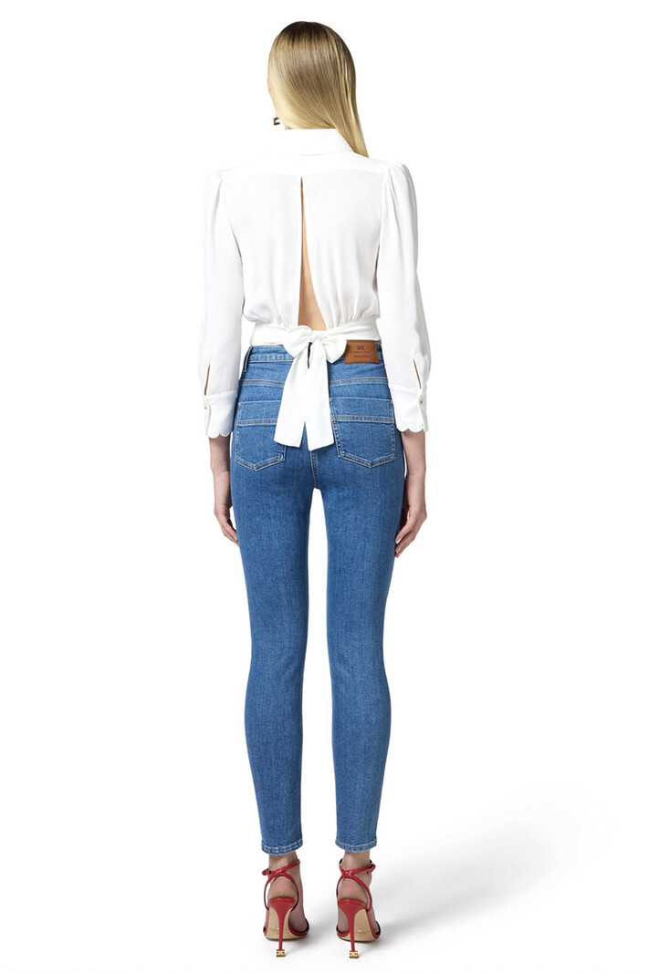ELISABETTA FRANCHI Elisabetta Franchi blouse with open back + bow WHITE