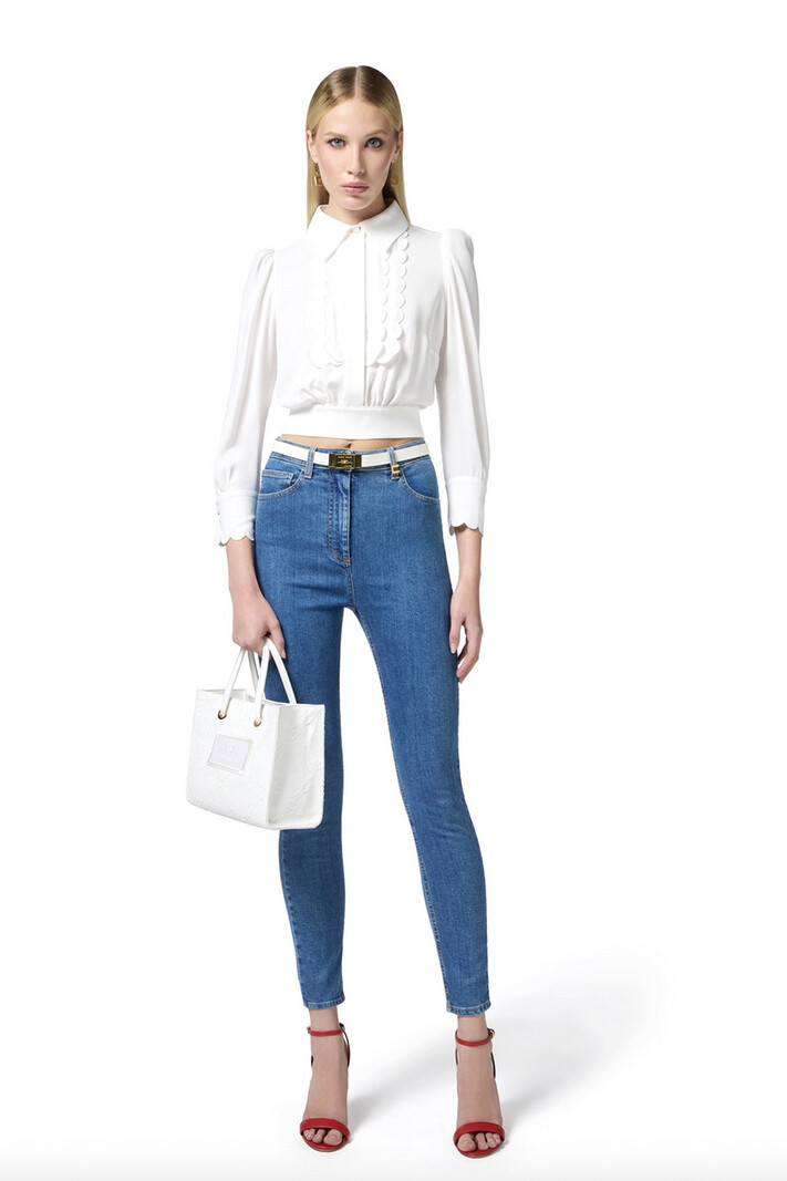 ELISABETTA FRANCHI Elisabetta Franchi blouse with open back + bow WHITE