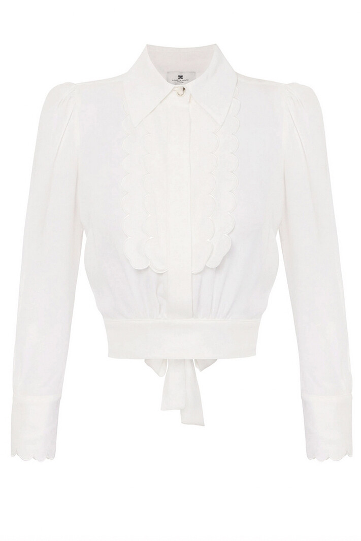 ELISABETTA FRANCHI Elisabetta Franchi blouse met open rug + strik WIT