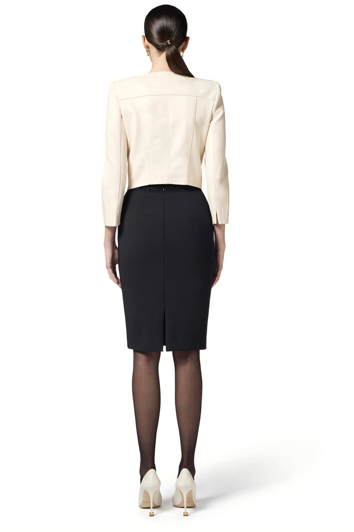 ELISABETTA FRANCHI Elisabetta Franchi kokerrok met gedetailleerd randje in taille ZWART