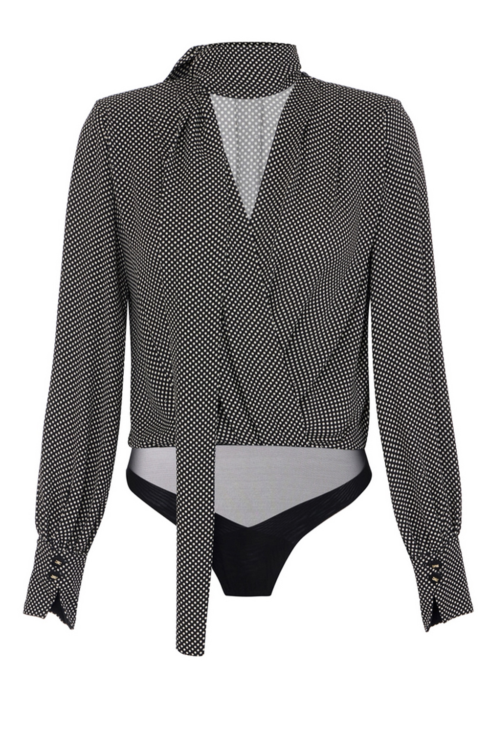 ELISABETTA FRANCHI Elisabetta Franchi body blouse met mooie manchetknopen en stippen Zwart