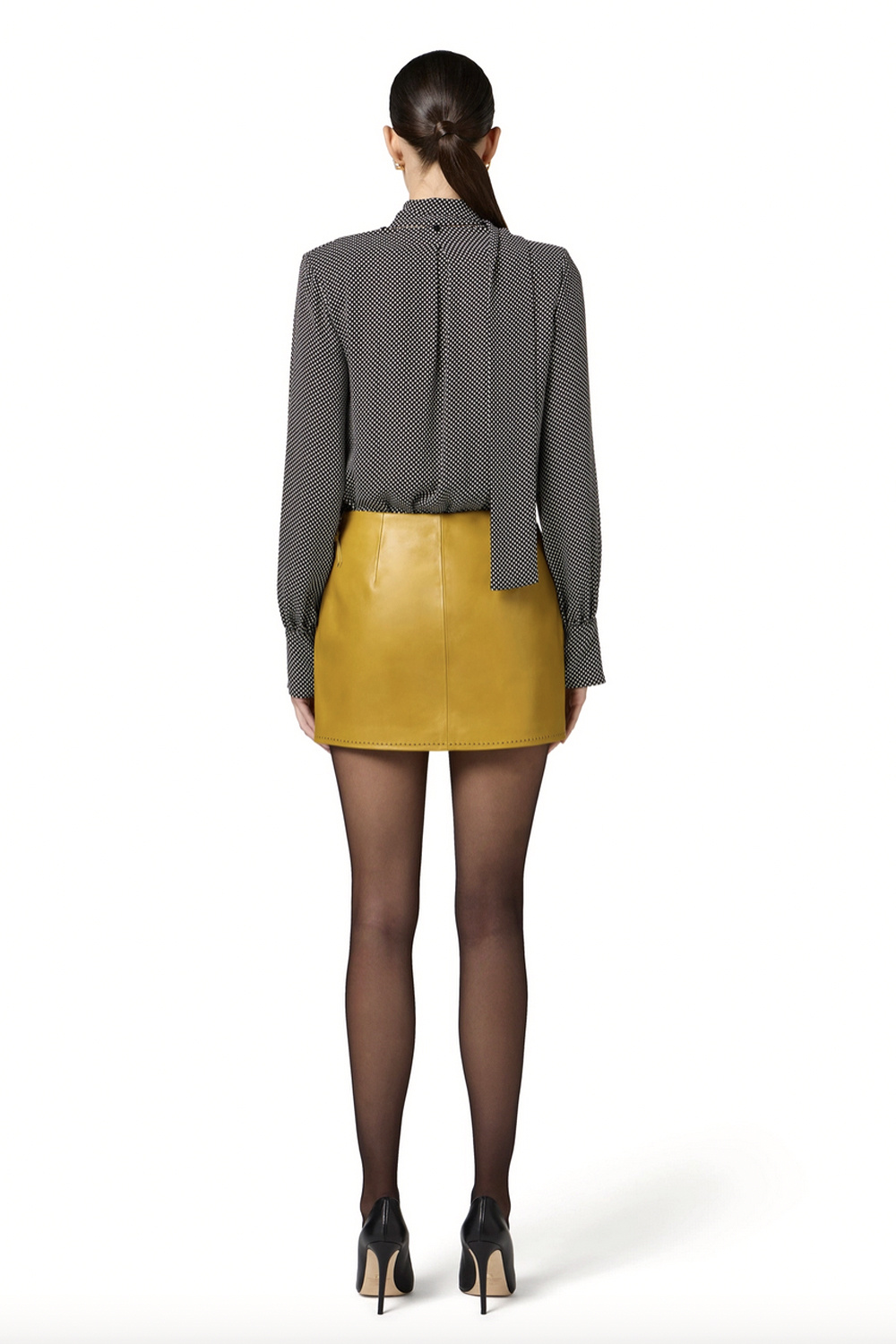 ELISABETTA FRANCHI Elisabetta Franchi body blouse met mooie manchetknopen en stippen Zwart