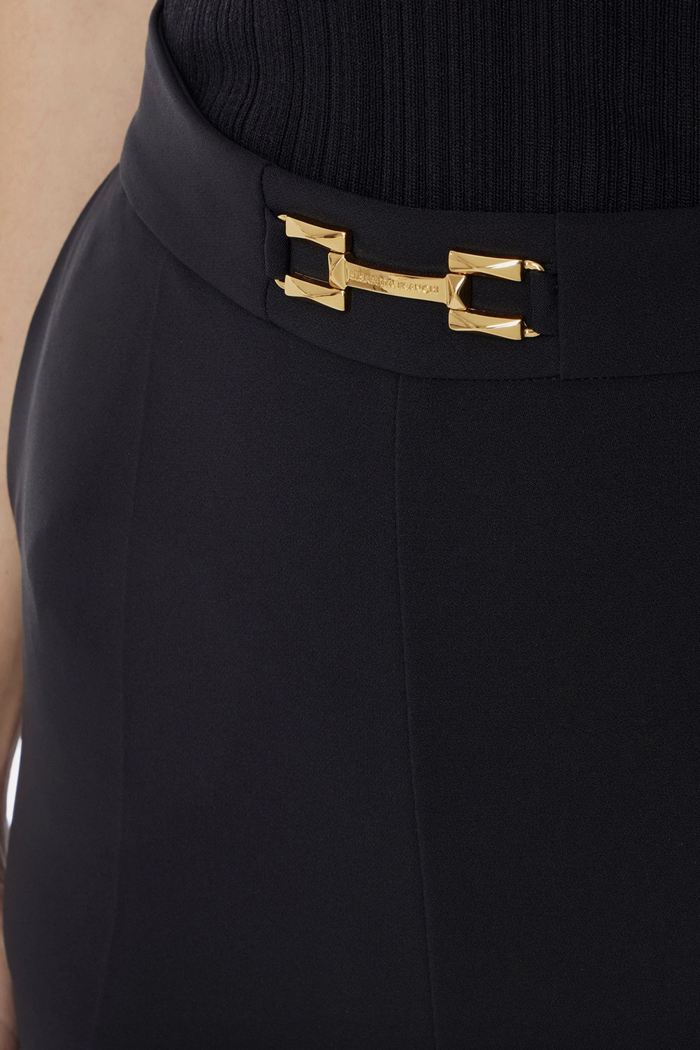 ELISABETTA FRANCHI Elisabetta Franchi short met gouden logo in taille ZWART