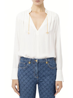ELISABETTA FRANCHI Elisabetta Franchi blouse with chain and bows WHITE