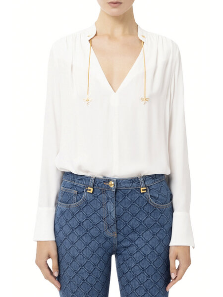ELISABETTA FRANCHI Elisabetta Franchi blouse with chain and bows WHITE