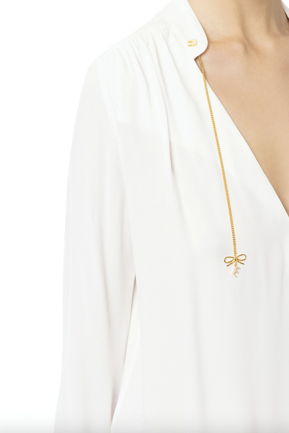 ELISABETTA FRANCHI Elisabetta Franchi blouse met ketting en strikjes WIT