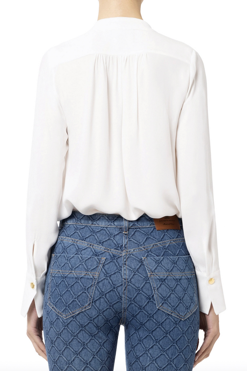 ELISABETTA FRANCHI Elisabetta Franchi blouse met ketting en strikjes WIT