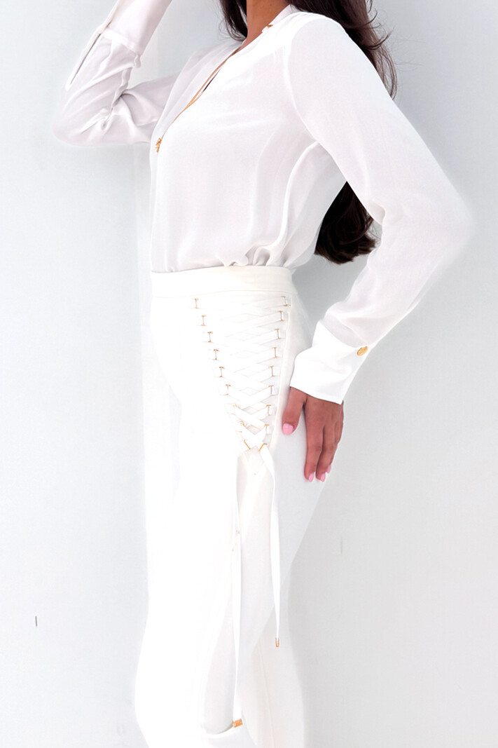 ELISABETTA FRANCHI Elisabetta Franchi trousers with laces WHITE