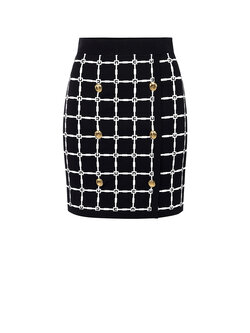 ELISABETTA FRANCHI Elisabetta Franchi skirt with logo and gold buttons BLACK