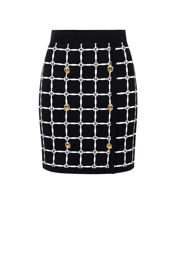 ELISABETTA FRANCHI Elisabetta Franchi skirt with logo and gold buttons BLACK