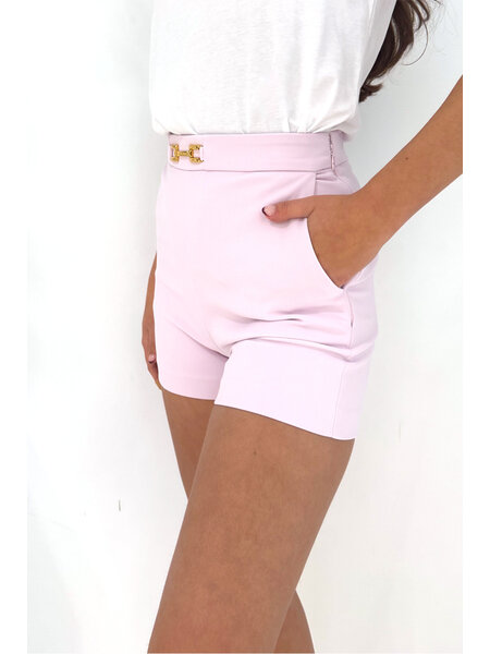 ELISABETTA FRANCHI Elisabetta Franchi shorts with gold logo at waist Quarzo / Lilac Pink