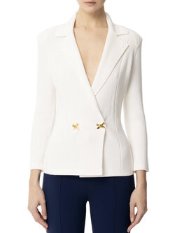 ELISABETTA FRANCHI Elisabetta Franchi knitted vest / blazer met strikjes WIT