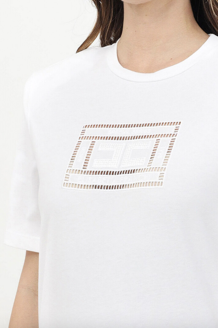 ELISABETTA FRANCHI Elisabetta Franchi tshirt with shoulder pads and logo WHITE