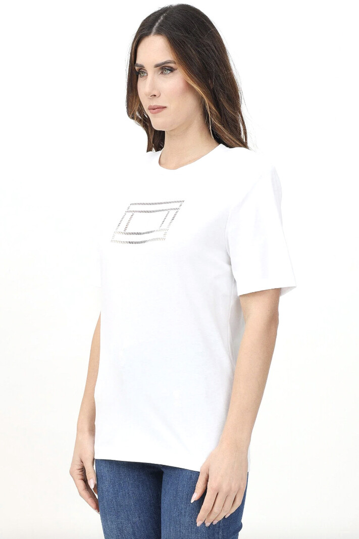 ELISABETTA FRANCHI Elisabetta Franchi tshirt met schoudervulling en logo WIT