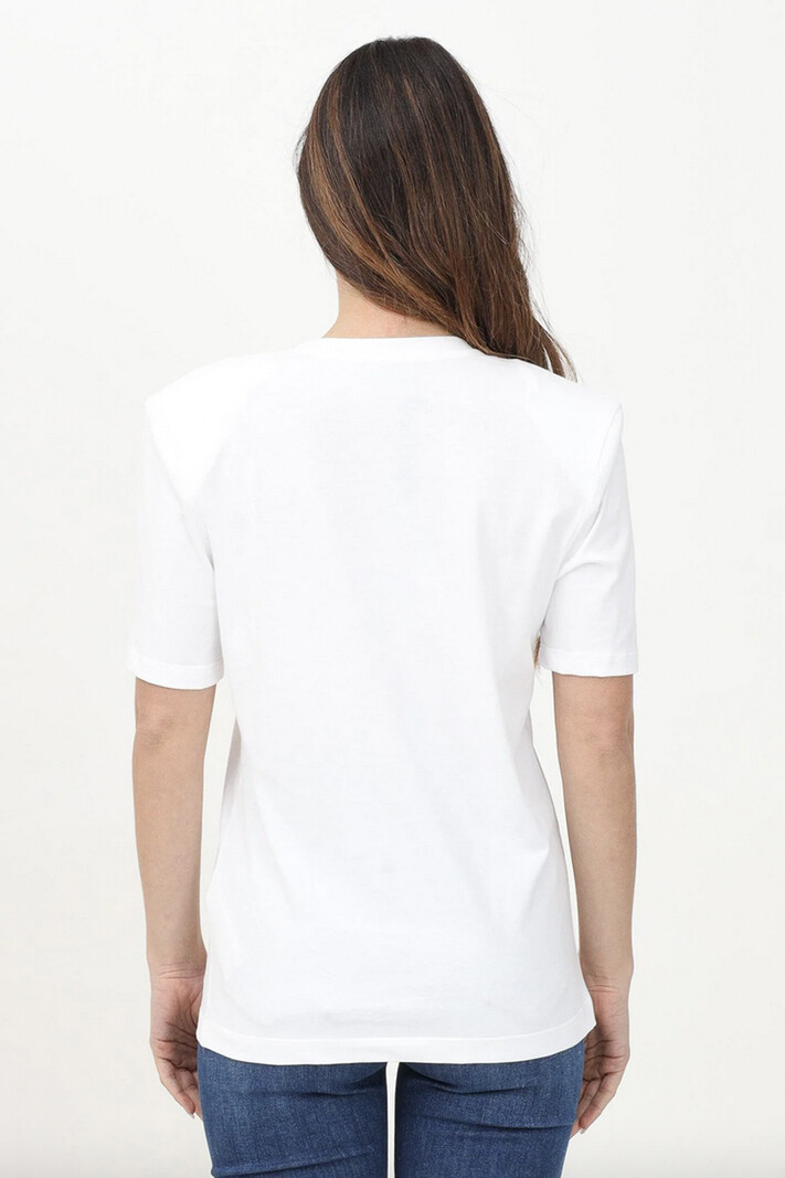 ELISABETTA FRANCHI Elisabetta Franchi tshirt with shoulder pads and logo WHITE