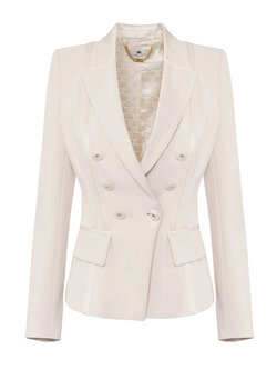 ELISABETTA FRANCHI Elisabetta Franchi colbert / blazer satijn details Burro / room WIT