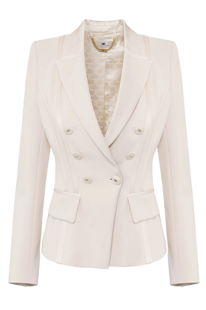 ELISABETTA FRANCHI Elisabetta Franchi colbert / blazer satijn details Burro / room WIT